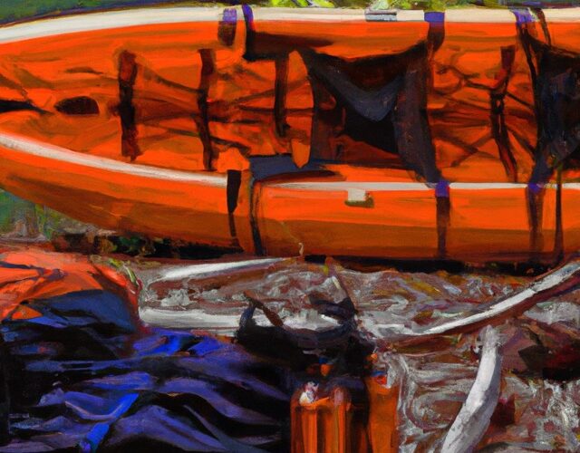 an orange kayak camping gear