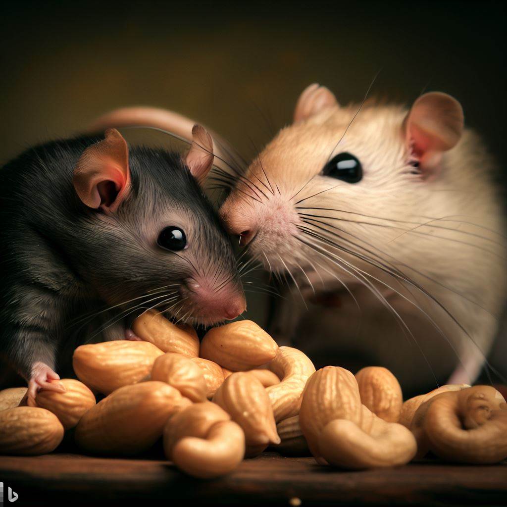 can rats have cashews.....two rats feeding on cashew