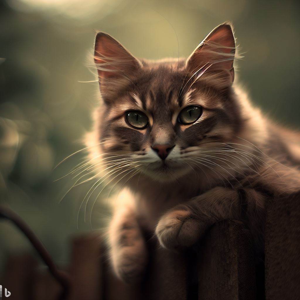 a brown cat on a fence