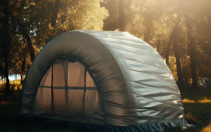 a white insulated tent for summer