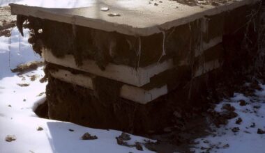 a foundation exposed over winter