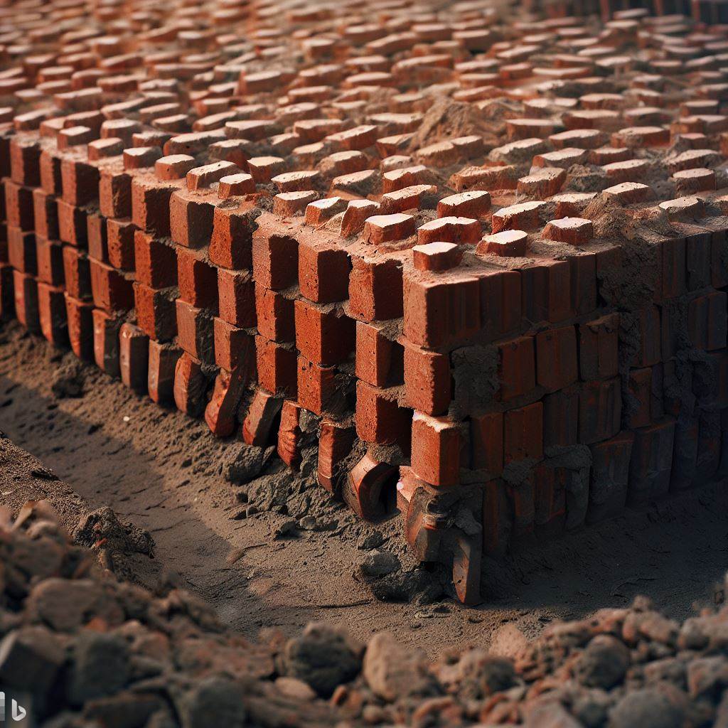 a brick foundation covering made of red bricks 