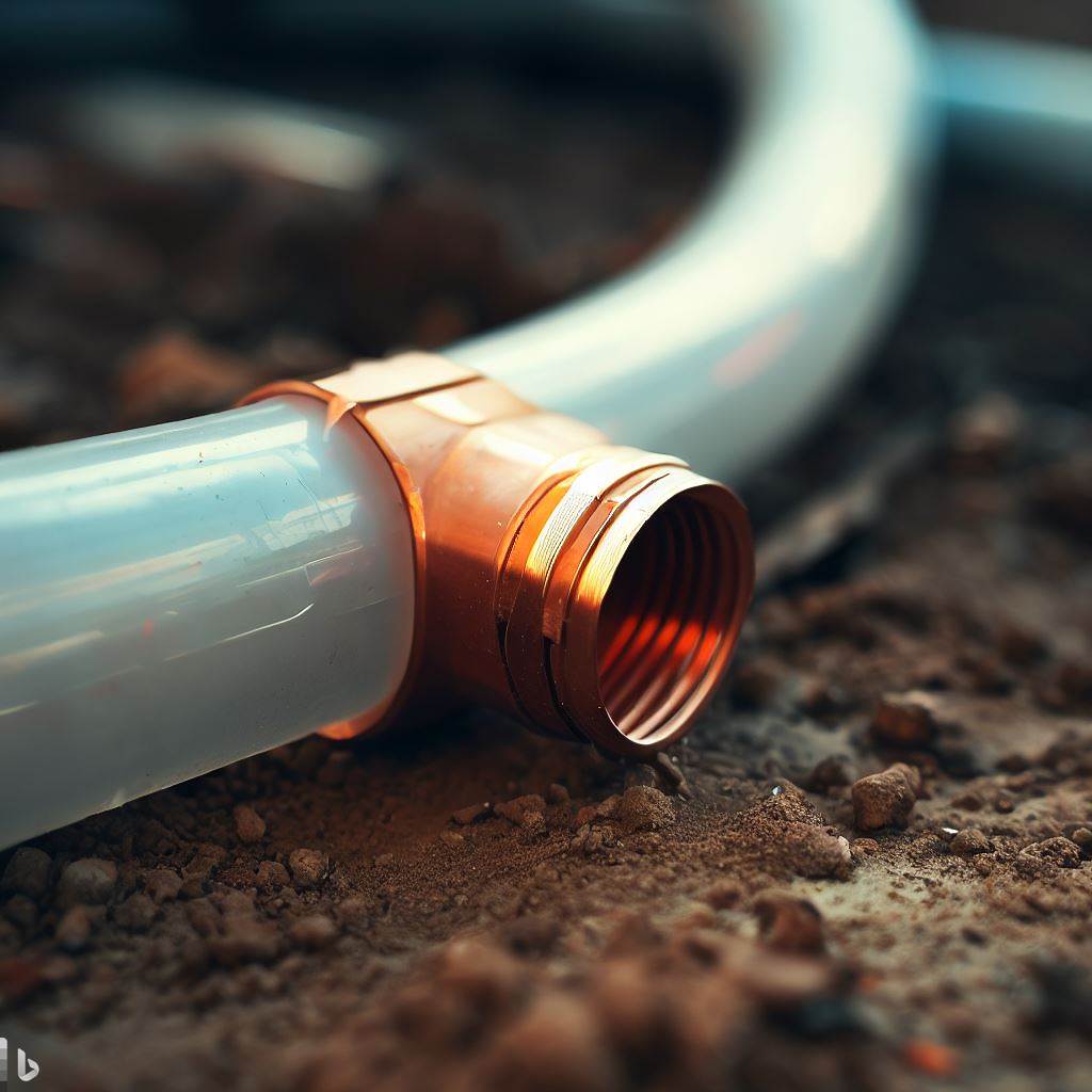 a white pex pipe with a metallic middle opening