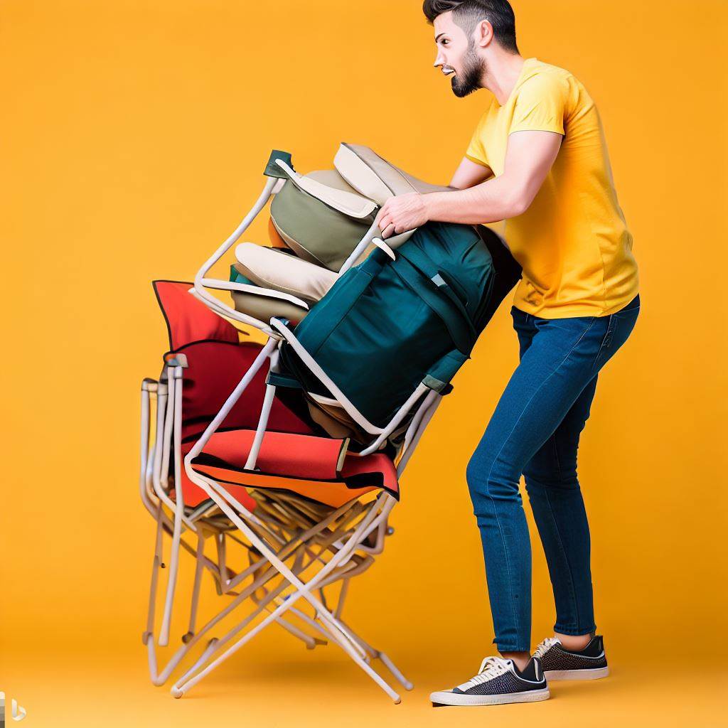 a man folding camp chairs 