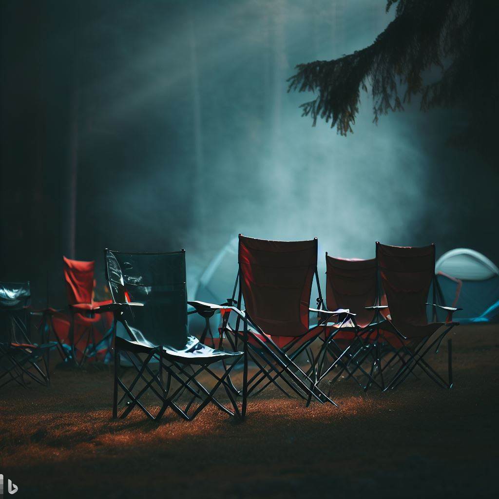 camp chairs outside at night