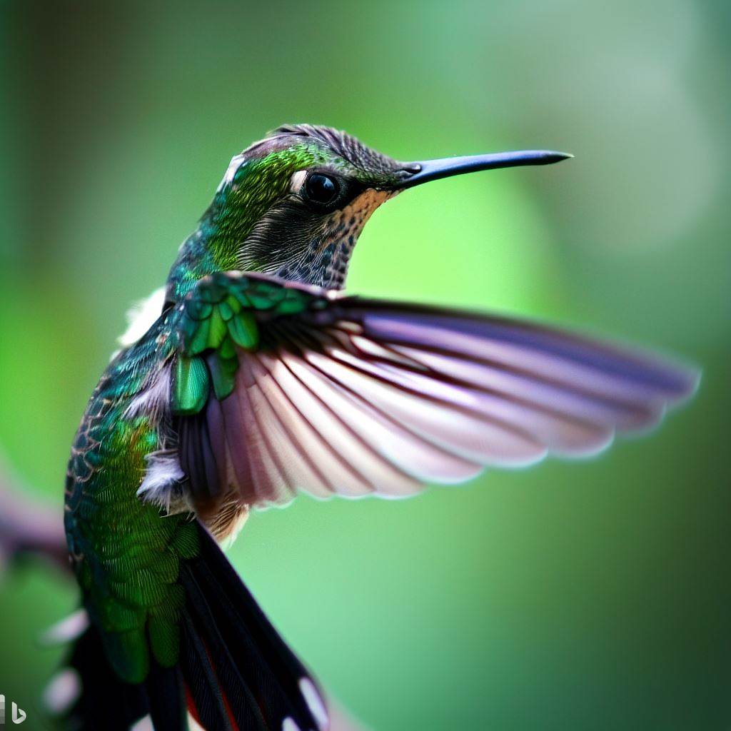 a green hummingbird with broken wings