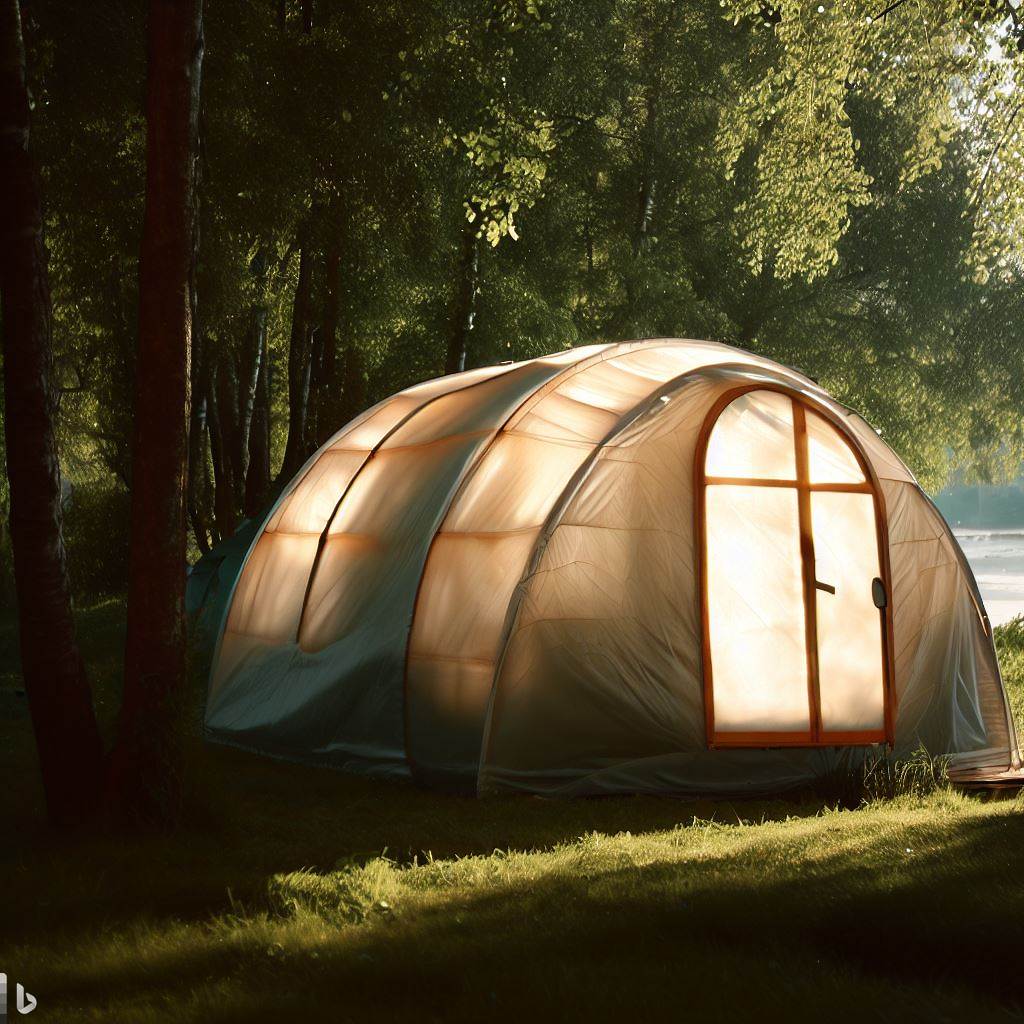 a cream insulated tent for summer
