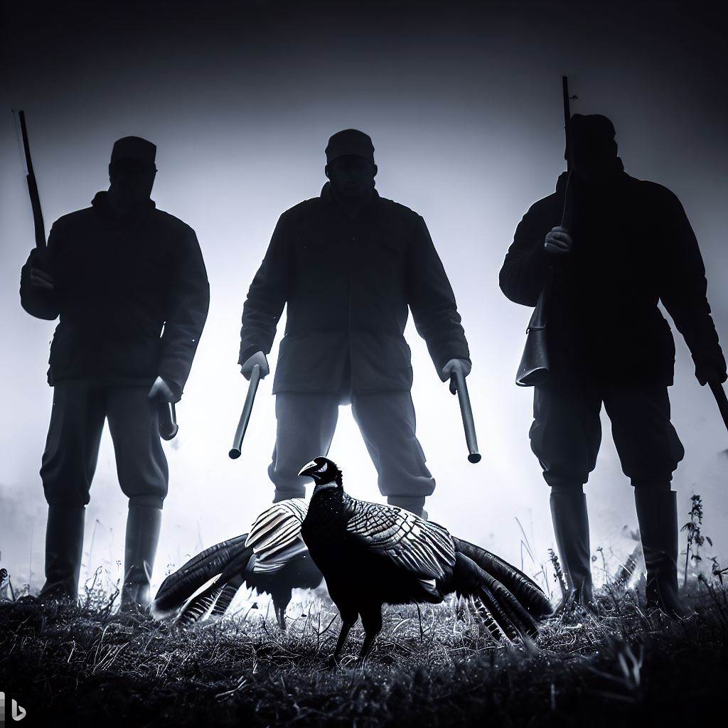 three men hunting pheasant 