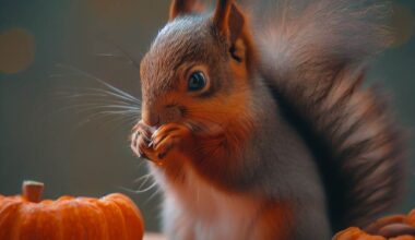 a squirrel eating pumpkin seeds