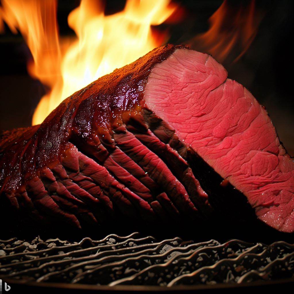 a steak on a grill