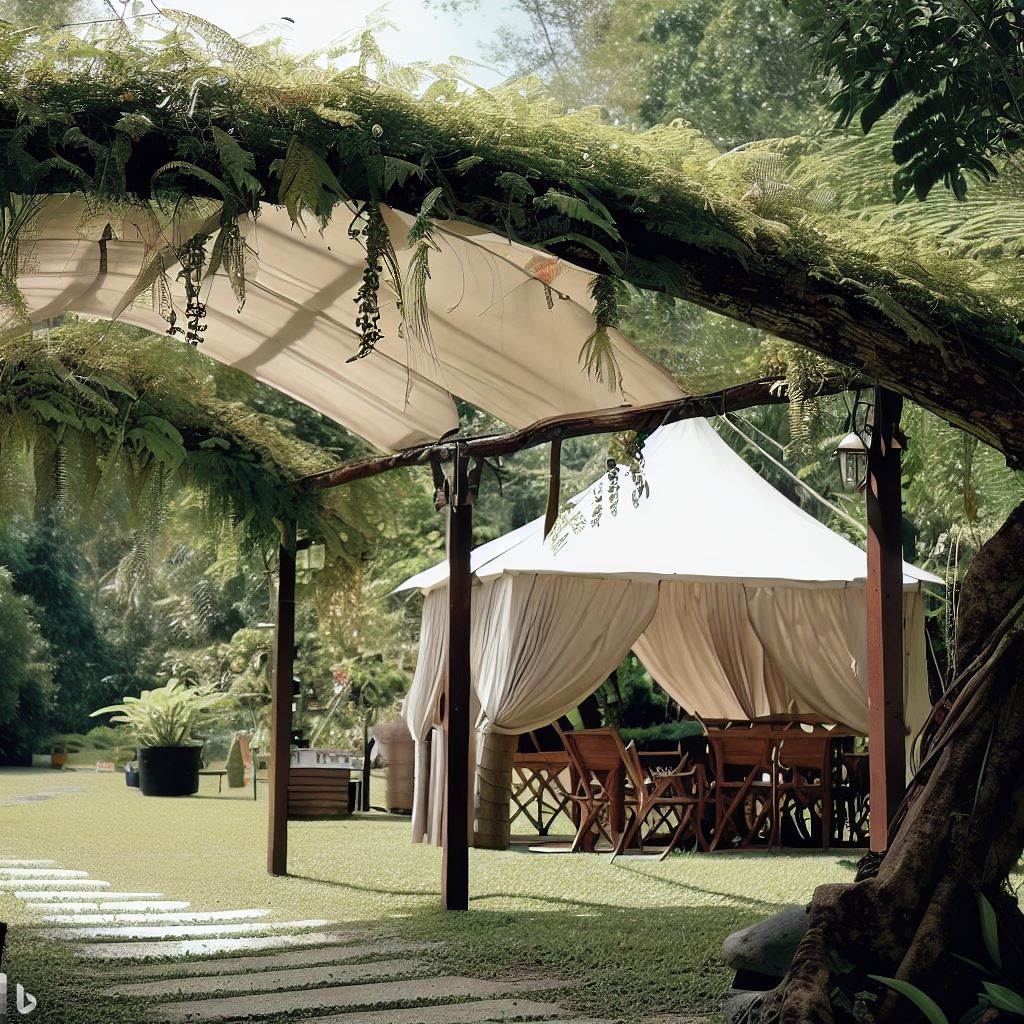 Pergola beside  a Canopy tent 