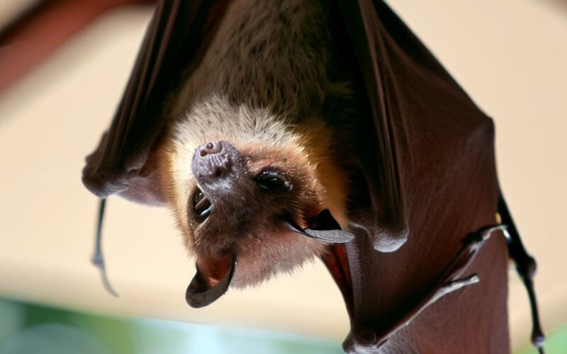 a bat in patio umbrella