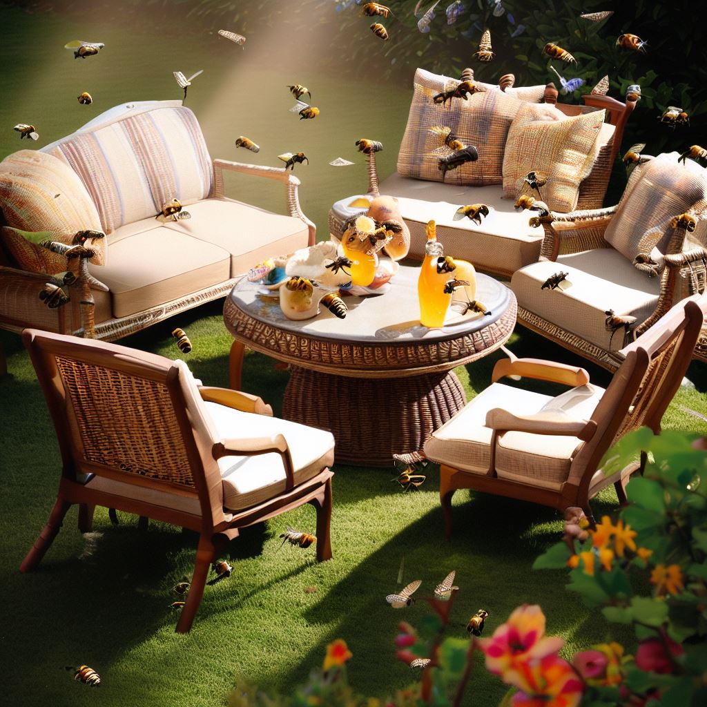 bees in patio furniture