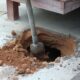 fill hole under concrete porch