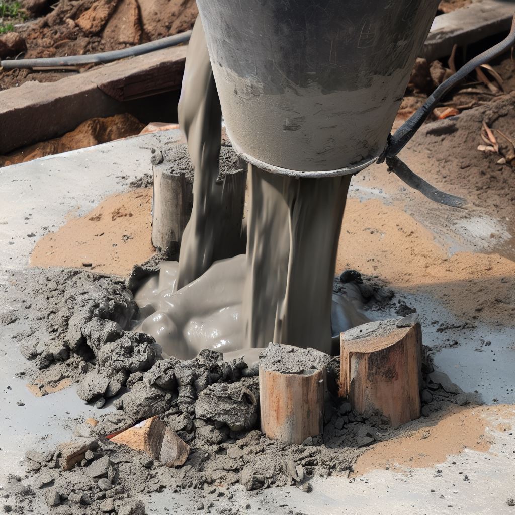 pouring concrete around existing posts