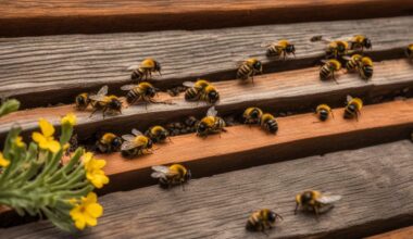 bumble bees in wood deck