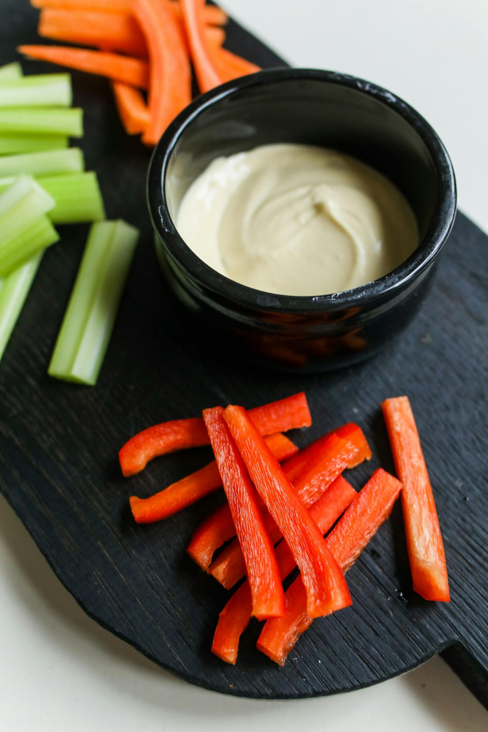 Pre-cut vegetables served with dip
