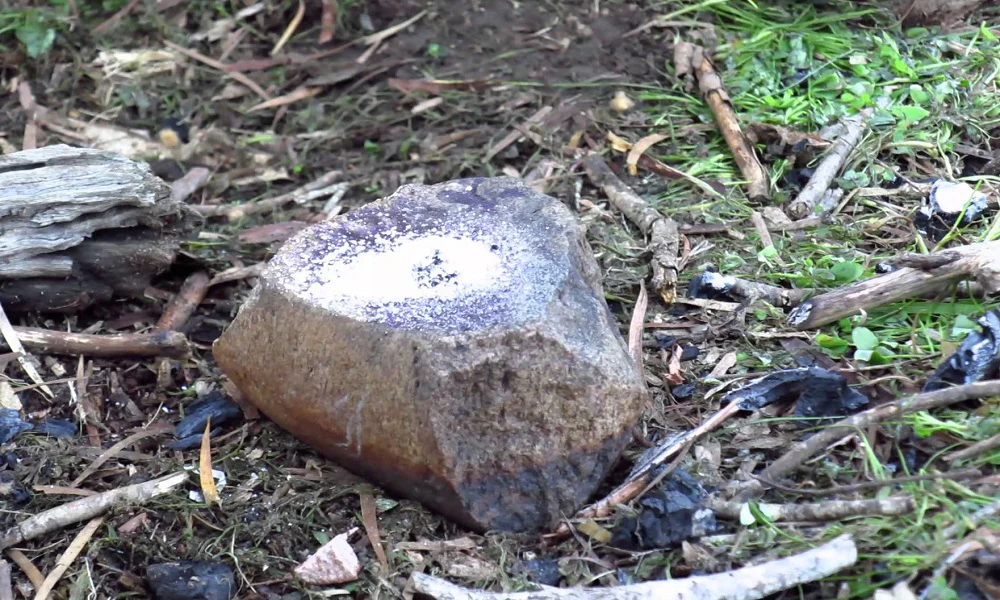 An image with some chemicals like potassium to be used to light a fire in the forest as a technique on how to start a fire without matches or lighters