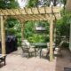 freestanding pergola in backyard