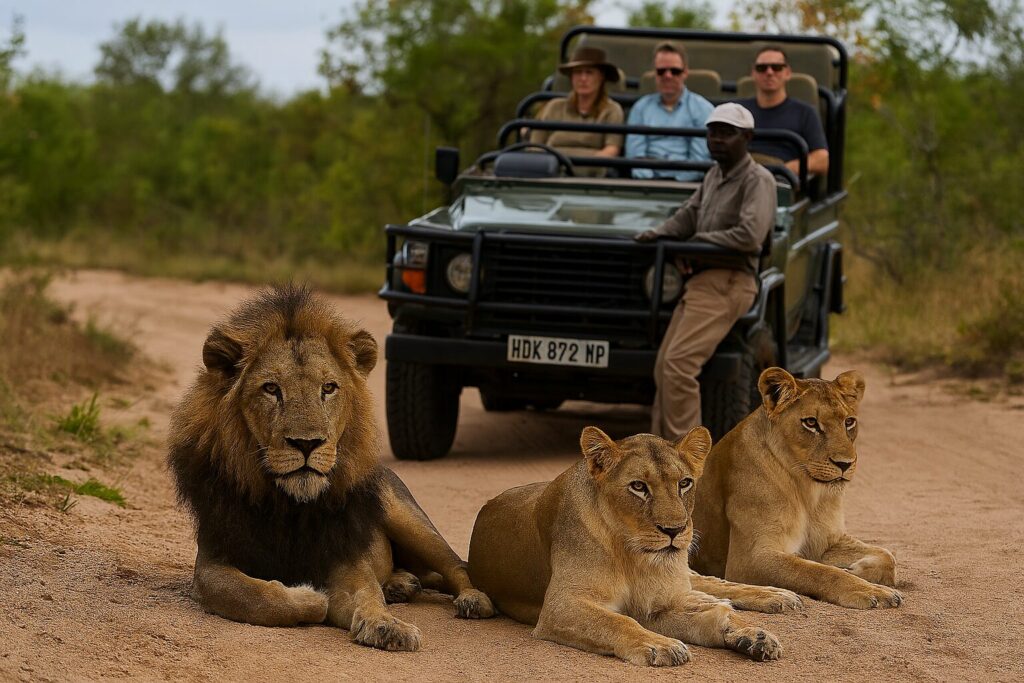 Lions resting in Kruger National Park on wildlife tours Africa
