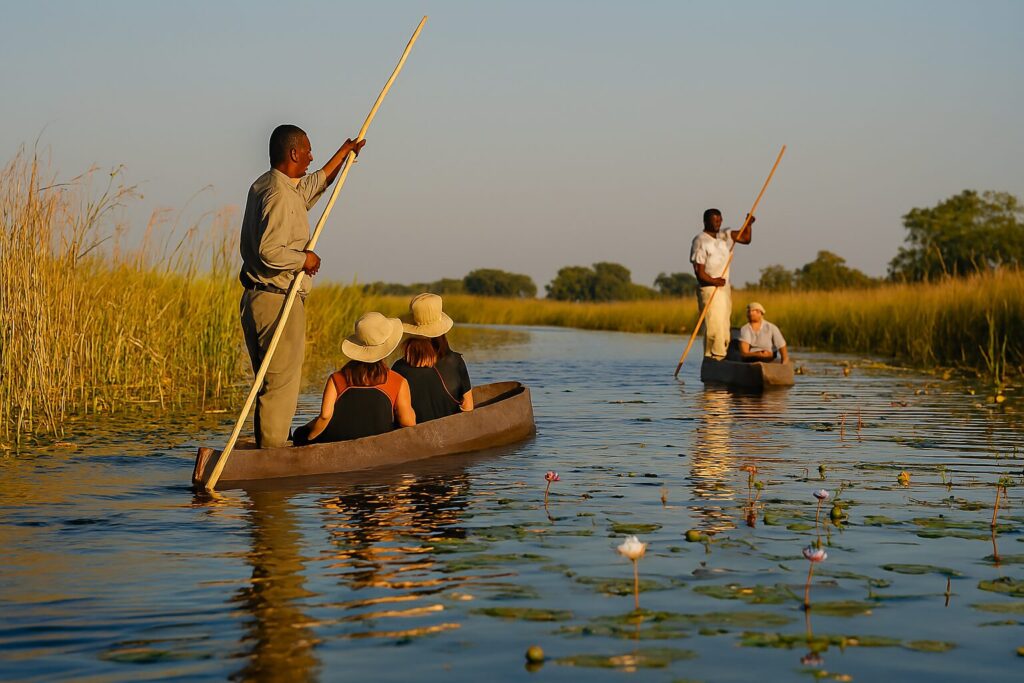  Mokoro canoe in Okavango Delta during wildlife tours Africa