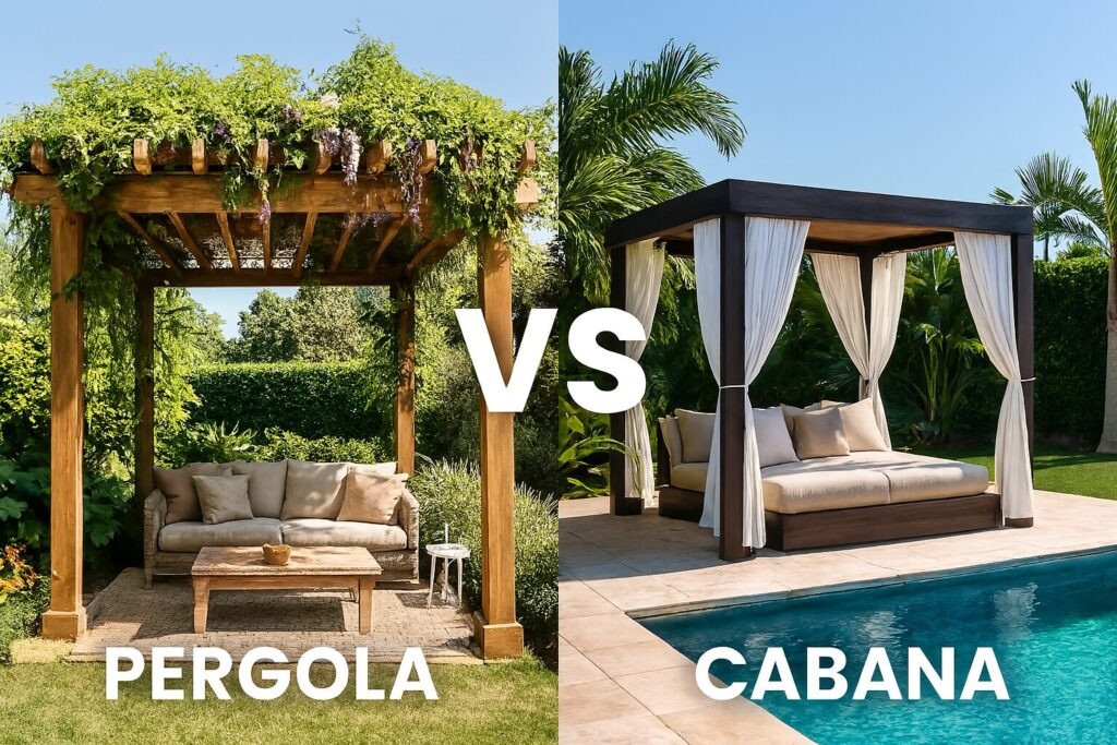 Pergola vs Cabana design differences for outdoor aesthetics