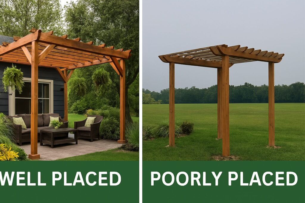 Example of where to place pergola in backyard for maximum outdoor use