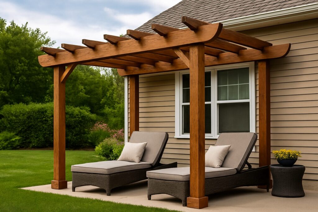 Where to place pergola in backyard as patio extension