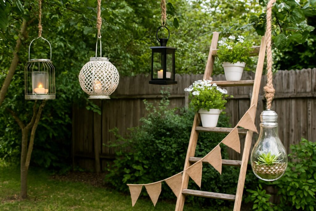 Outdoor party hacks: budget-friendly décor using mason jars, scarves, string lights, and candles”
